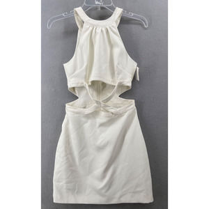Likely Dress Women Sz 4 White Sleeveless Halter‎ Neck Mini Criss Cross Front